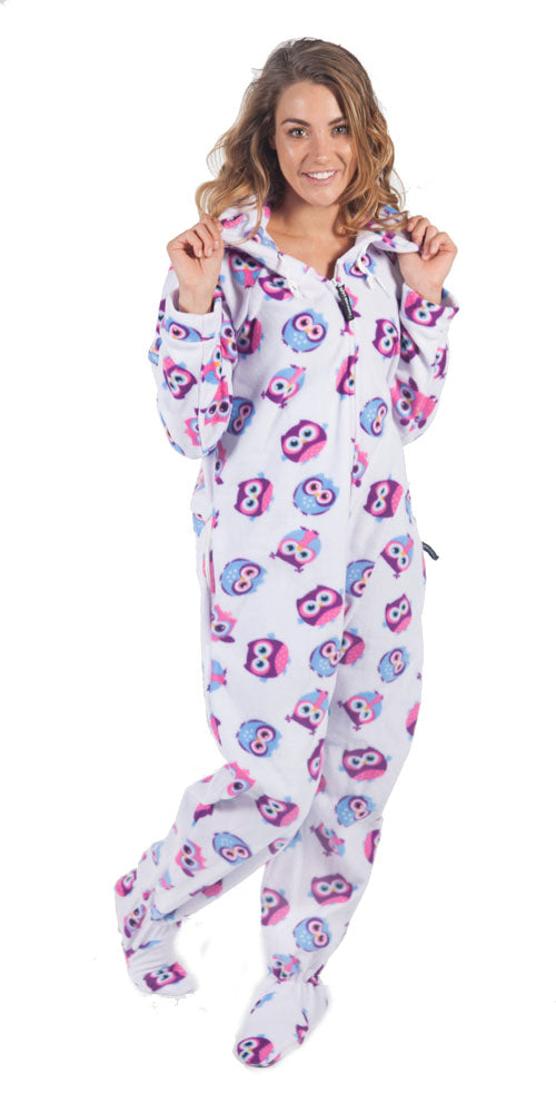 Owl Footed Deluxe Fleece PJs, Onesie Footie Pajamas, ZipUp Forever Lazy