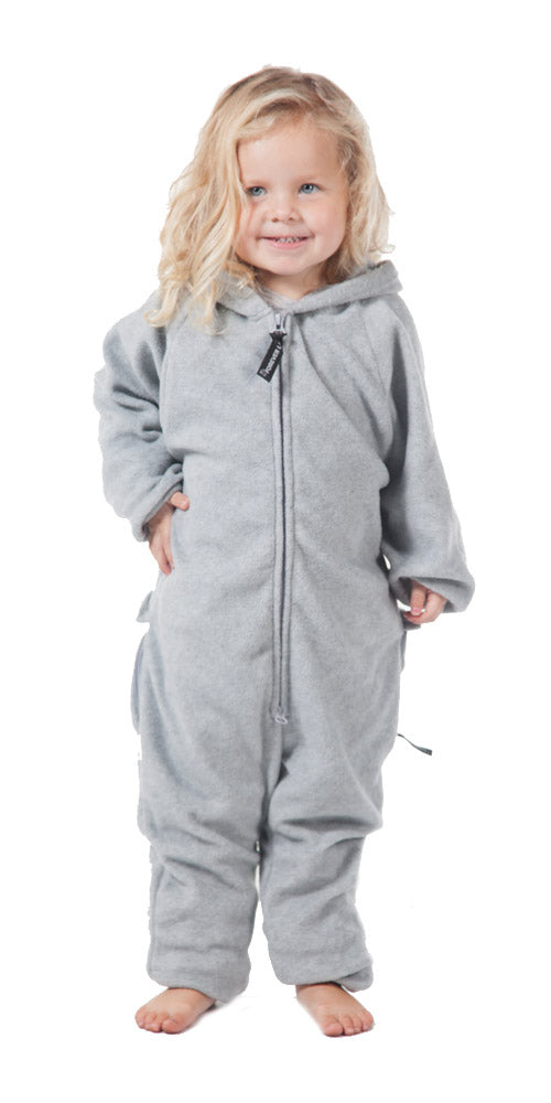 Gray Childrens Footie PJs, Kids Onesie Pajamas, One Piece