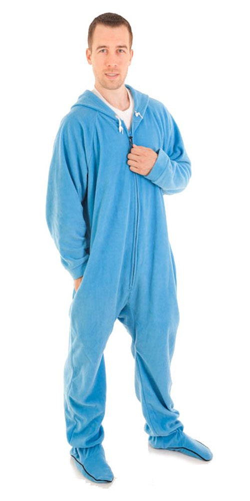 Detachable Feet Blue Deluxe Adult Onesies, Footed Pajamas, Onesie