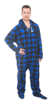 Load image into Gallery viewer, Blue Couch Plaid-tato Onesie - Detachable Feet
