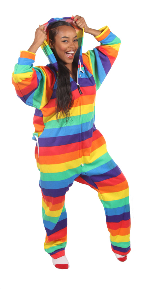 Rainbow Sweatshirt Onesie, One Piece PJ, Drop Seat Pajama – Forever Lazy